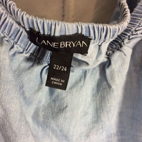 Lane bryant Blue Ruffle Short Sl Shirt Size 22/24 - Picture 3 of 6